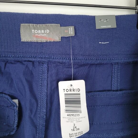 Torrid Crop Pull On Skinny Stretch Poplin Mid Rise Pant Navy Blue Size 2X NWT - Picture 11 of 11